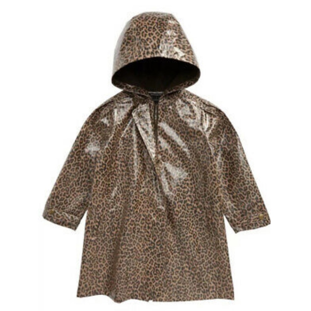 Something Navy Puff Sleeve Leopard Raincoat